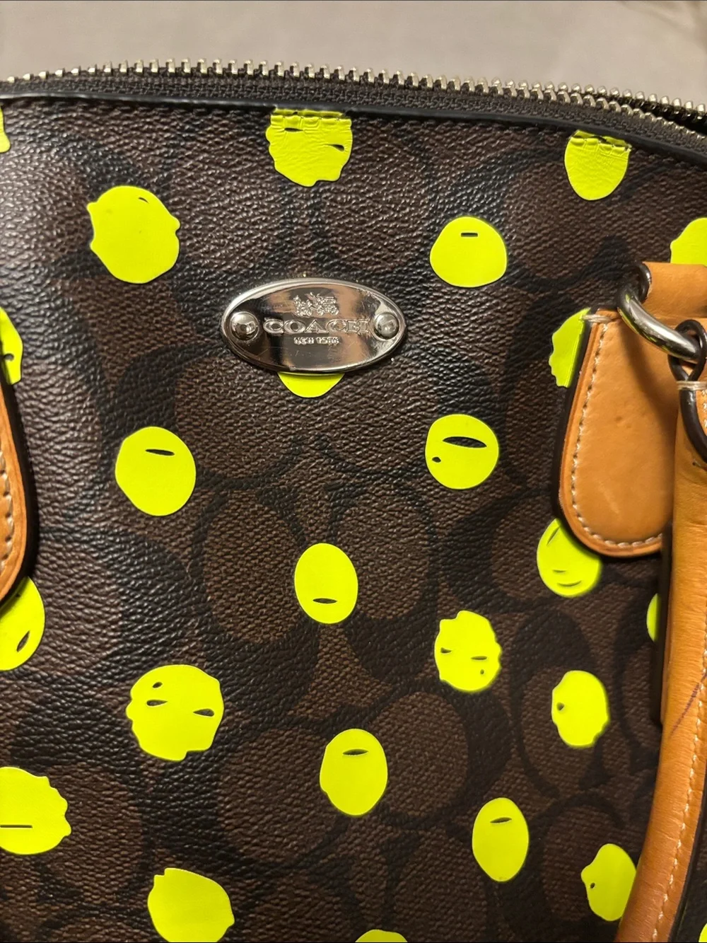 Coach Cora Domed Satchel & Neon Dot Cosmetic Case Pouch Set